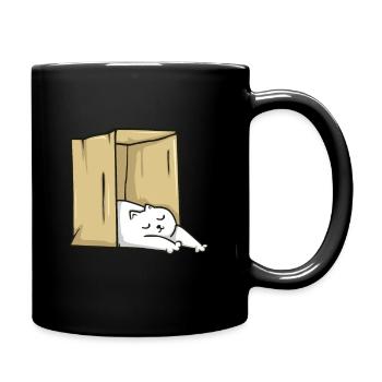 Sleeping cat in a box - Full Colour Mug - black - Right