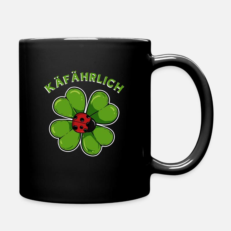 Ladybug Shamrock Hipster Cloverleaf Lucky Ireland - Full Colour Mug - black