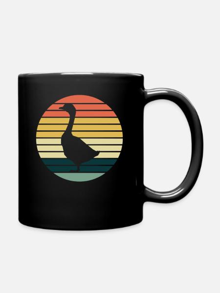 Gans Gänse Retro Geschenk - Tasse einfarbig - Schwarz