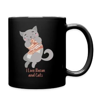 Ich liebe Speck und Katzen Kitty Lover Geschenk - Tasse einfarbig - Schwarz - Rechts