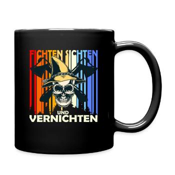Fichten Sichten Und Vernichten Förster Holzfäller - Tasse einfarbig - Schwarz - Rechts