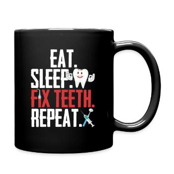 Zahnmedizin Zahnarzt Humor Assistentin - Tasse einfarbig - Schwarz - Rechts