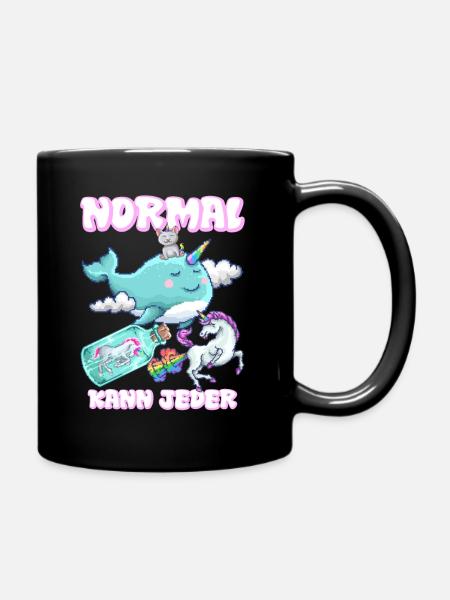 NORMAL kann jeder Einhorn Universum lustig - Tasse einfarbig - Schwarz