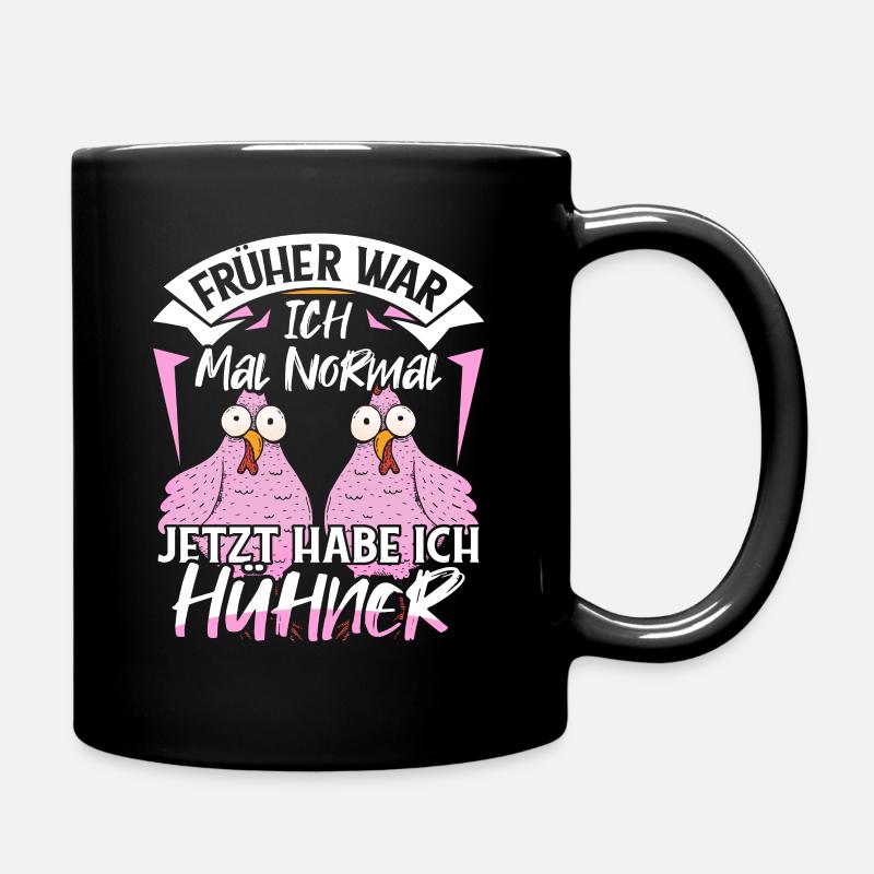 Huhn Hühner Geschenk Bäuerin - Tasse einfarbig - Schwarz