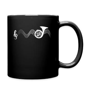 Lustiges Waldhorn Geschenk Musiker - Tasse einfarbig - Schwarz - Rechts