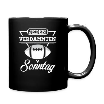 American Football SHIRT - Jeden verdammten Sonntag - Tasse einfarbig - Schwarz - Rechts