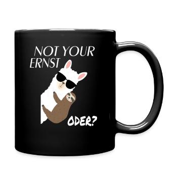 Alpaka mit Faultier - Not Your Ernst Oder Spruch - Tasse einfarbig - Schwarz - Rechts