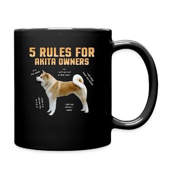 5 rules for akita owners Akita dog woof gift - Full Colour Mug - black - Right