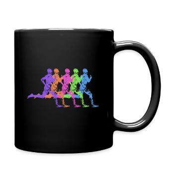 Marathon Läufer laufen bunt - Tasse einfarbig - Schwarz - Rechts