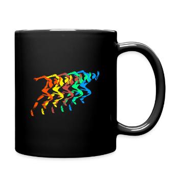 Leichtathletik Läufer Bunt Sprinter - Tasse einfarbig - Schwarz - Rechts