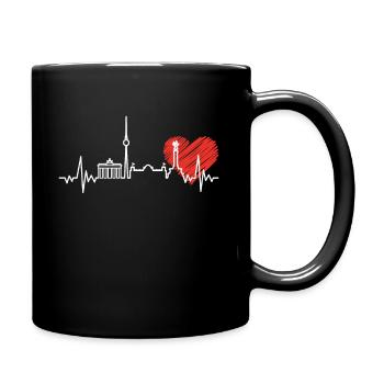 Berlin Herzschlag Skyline Herz Geschenk - Tasse einfarbig - Schwarz - Rechts