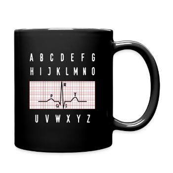 PQRST EKG Wave Elektrokardiogramm Stillgeschenk - Tasse einfarbig - Schwarz - Rechts