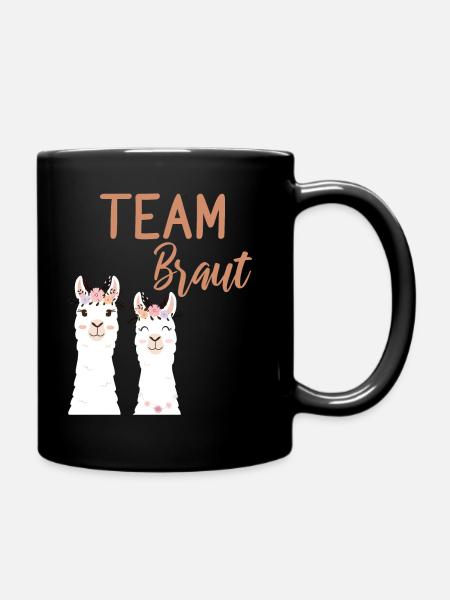 TEAM Braut Bride Alpaka Lama JGA Junggesellin - Tasse einfarbig - Schwarz