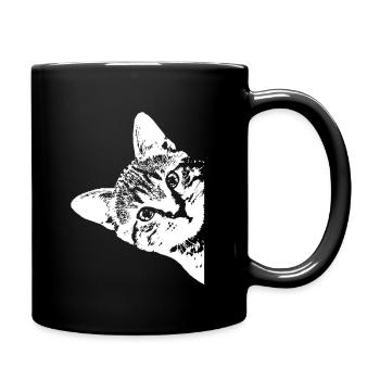 Katze - Tasse einfarbig - Schwarz - Rechts
