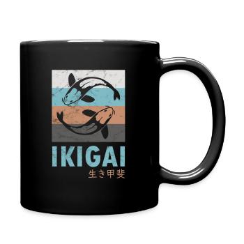 Ikigai Koi carpe design vintage rétro - Mug uni - noir - Droite