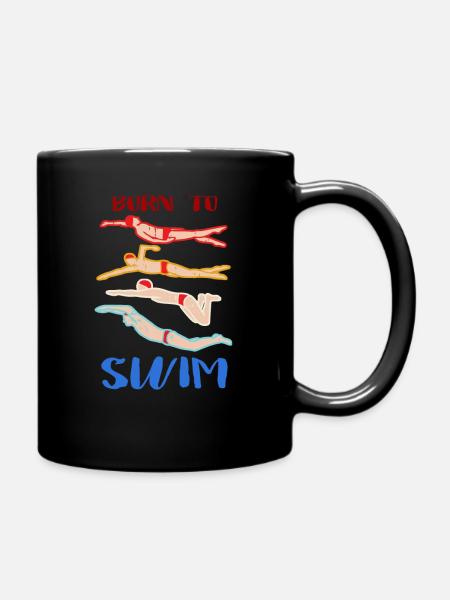Vintage Born To Swim Schwimmer Geschenk - Tasse einfarbig - Schwarz