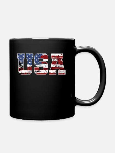 USA American flag - Full Colour Mug - black