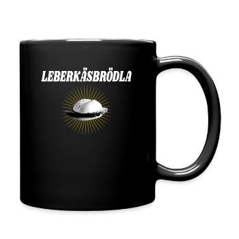 Leberkäse Brötchen Lustiges Franken Geschenk - Tasse einfarbig - Schwarz - Rechts