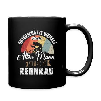 Fahrrad Rennrad Alter Mann - Tasse einfarbig - Schwarz - Rechts