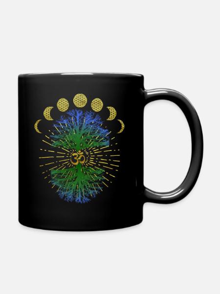 Om fleur de vie en or avec arbre de vie - Mug uni - noir