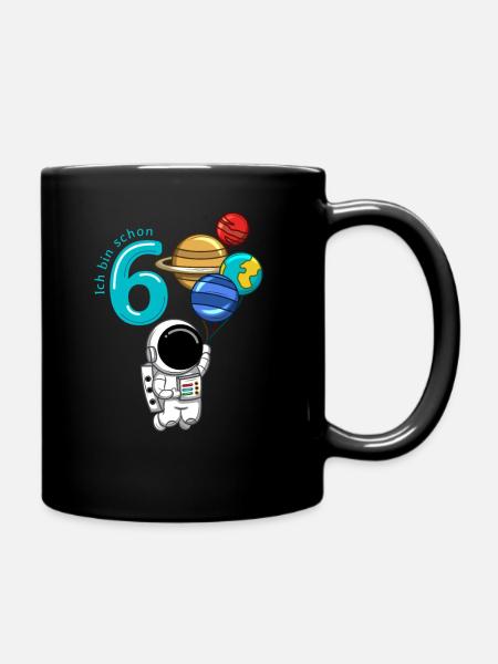 6 Jahre Astronaut Geburtstag - Tasse einfarbig - Schwarz