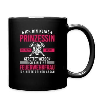 Prinzessin Feuerwehrfrau Freiwillige Feuerwehr - Tasse einfarbig - Schwarz - Rechts