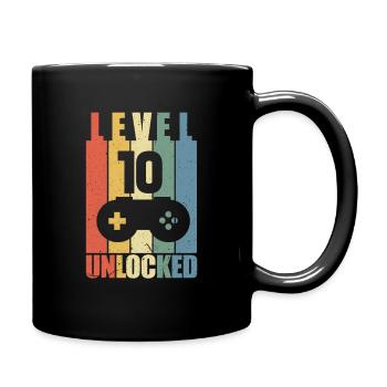 Level 10 10th birthday gaming gamer gift - Full Colour Mug - black - Right