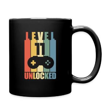 Level 11 11. Geburtstag Gaming Gamer Geschenk - Tasse einfarbig - Schwarz - Rechts