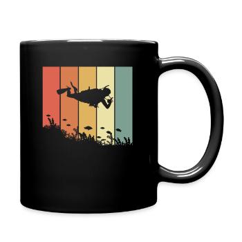 Retro diver diving hobby diver professional diver - Full Colour Mug - black - Right