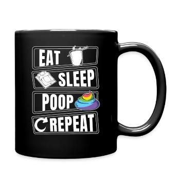 Eat Sleep Poop poop shit repeat - Full Colour Mug - black - Right