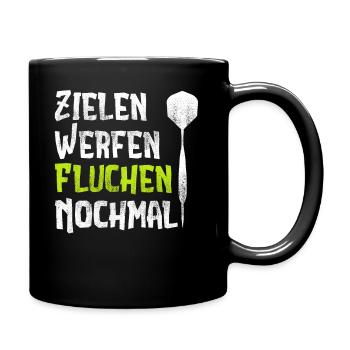 Zielen Werfen Fluchen Nochmal Lustiges Dart - Tasse einfarbig - Schwarz - Rechts