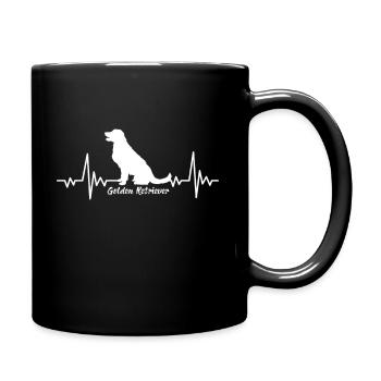 Golden Retriever Herzschlag Hunde Geschenk - Tasse einfarbig - Schwarz - Rechts