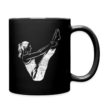 Pilates Übung - Tasse einfarbig - Schwarz - Rechts