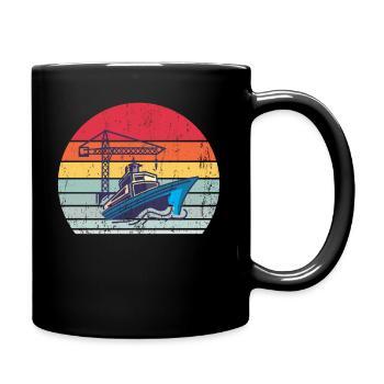 Navire en mer - Mug uni - noir - Droite