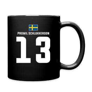 Schwedische Namen Fußball Sauf Mallorca Trikot - Tasse einfarbig - Schwarz - Rechts