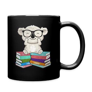 Koala Bücher - Tasse einfarbig - Schwarz - Rechts