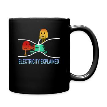 electricity explained Elektrik Ohm Volt Geschenk - Tasse einfarbig - Schwarz - Rechts
