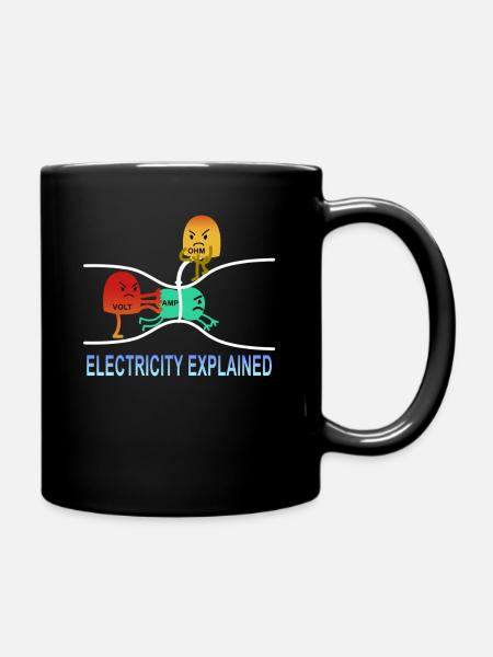 electricity explained Elektrik Ohm Volt Gift - Full Colour Mug - black