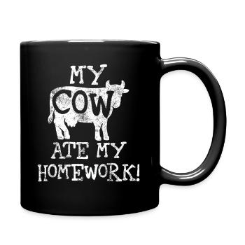 Vache de retour à l'école - Mug uni - noir - Droite