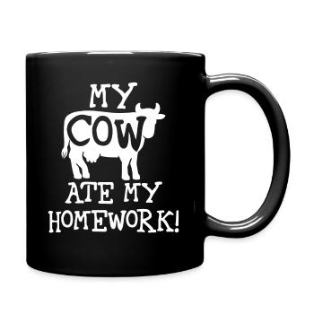 Vache de retour à l'école - Mug uni - noir - Droite