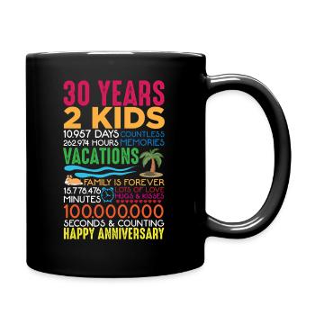 30 ans anniversaire de mariage 2 enfants parents - Mug uni - noir - Droite