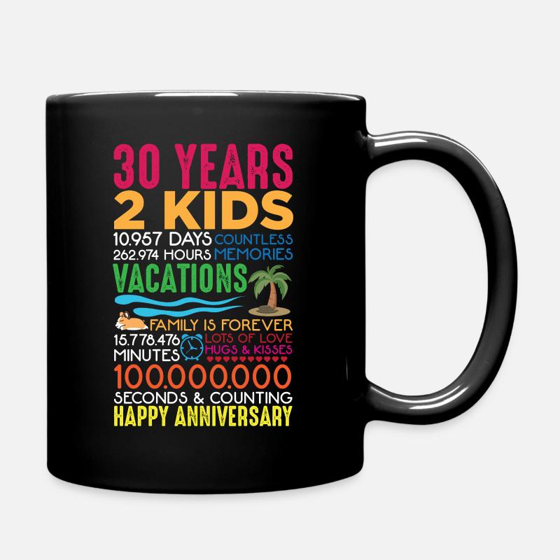 30 ans anniversaire de mariage 2 enfants parents - Mug uni - noir