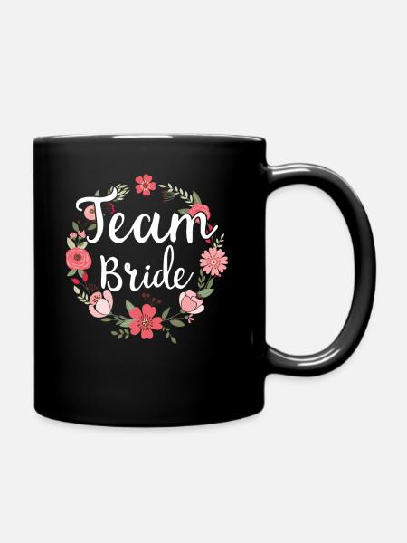 Équipe mariée mariée couronne florale fleurs engagement JGA - Mug uni - noir