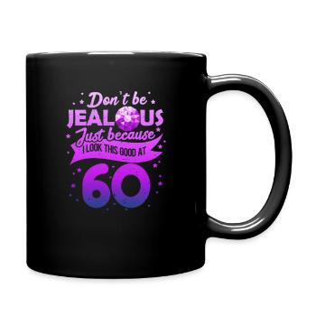 60. Geburtstag - Tasse einfarbig - Schwarz - Rechts
