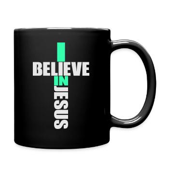Je crois en Jésus - La religion traverse le christianisme - Mug uni - noir - Droite