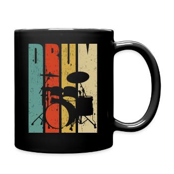 Schlagzeug Schlagzeuger Geschenk Retro - Tasse einfarbig - Schwarz - Rechts