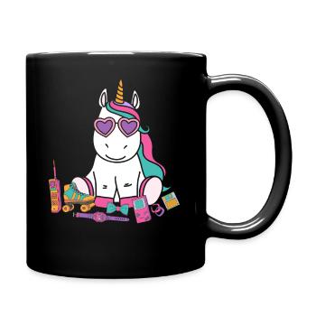 90s 80s party outfit costume unicorn - Full Colour Mug - black - Right
