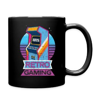 Gaming vintage Automat, Geschenk für Vater Mutter - Tasse einfarbig - Schwarz - Rechts