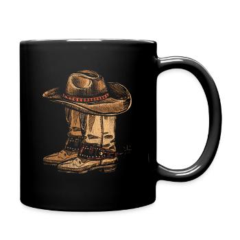 Cowboy cowboy hat cowboy boots - Full Colour Mug - black - Right