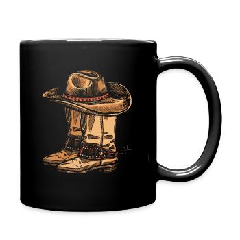 Cowboy Rodeo Cowboyhut - Tasse einfarbig - Schwarz - Rechts